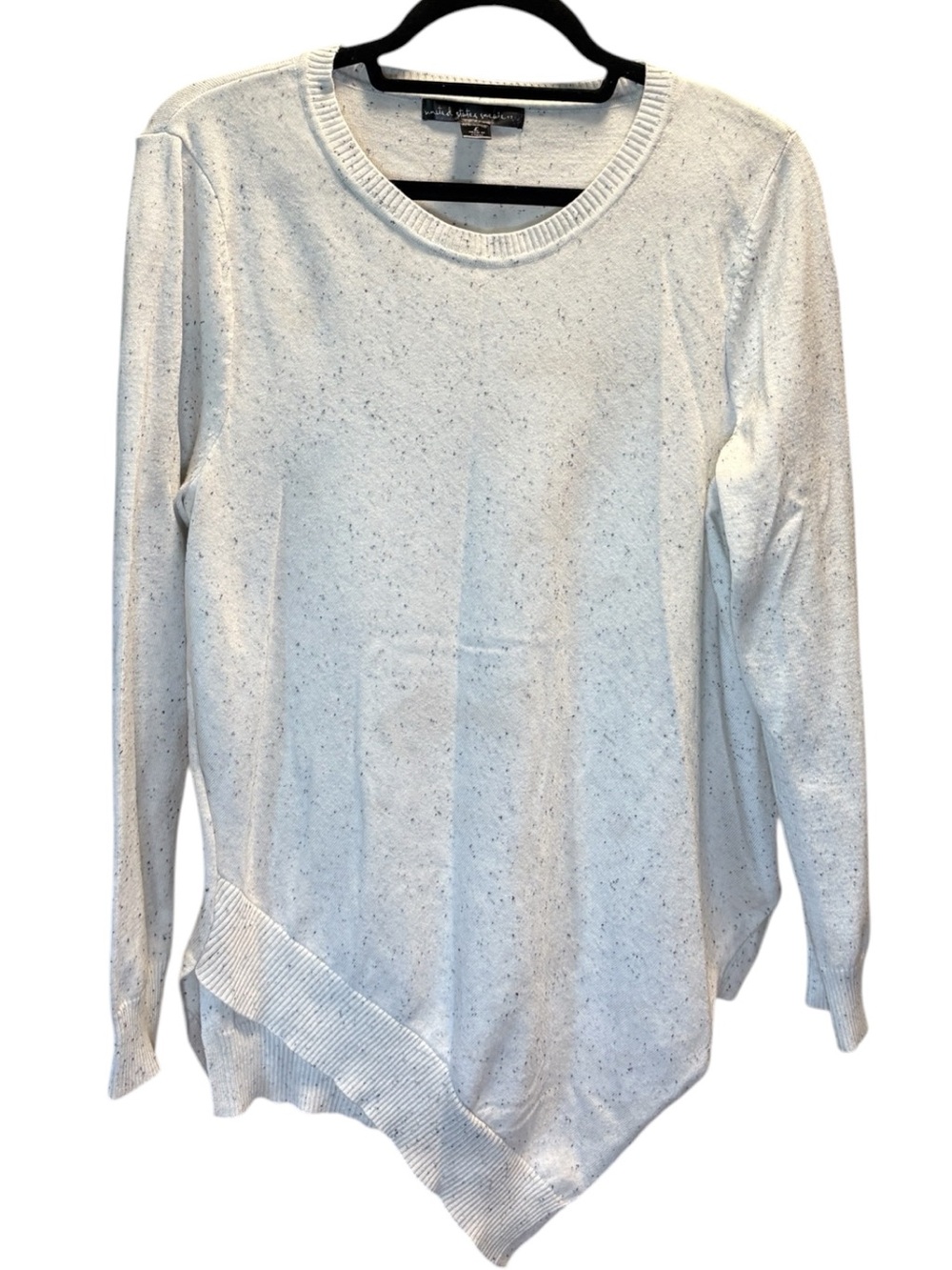Altar'd State White Speckled Asymmetric Hem Sweater